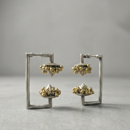 Two Tone Silver Earrings