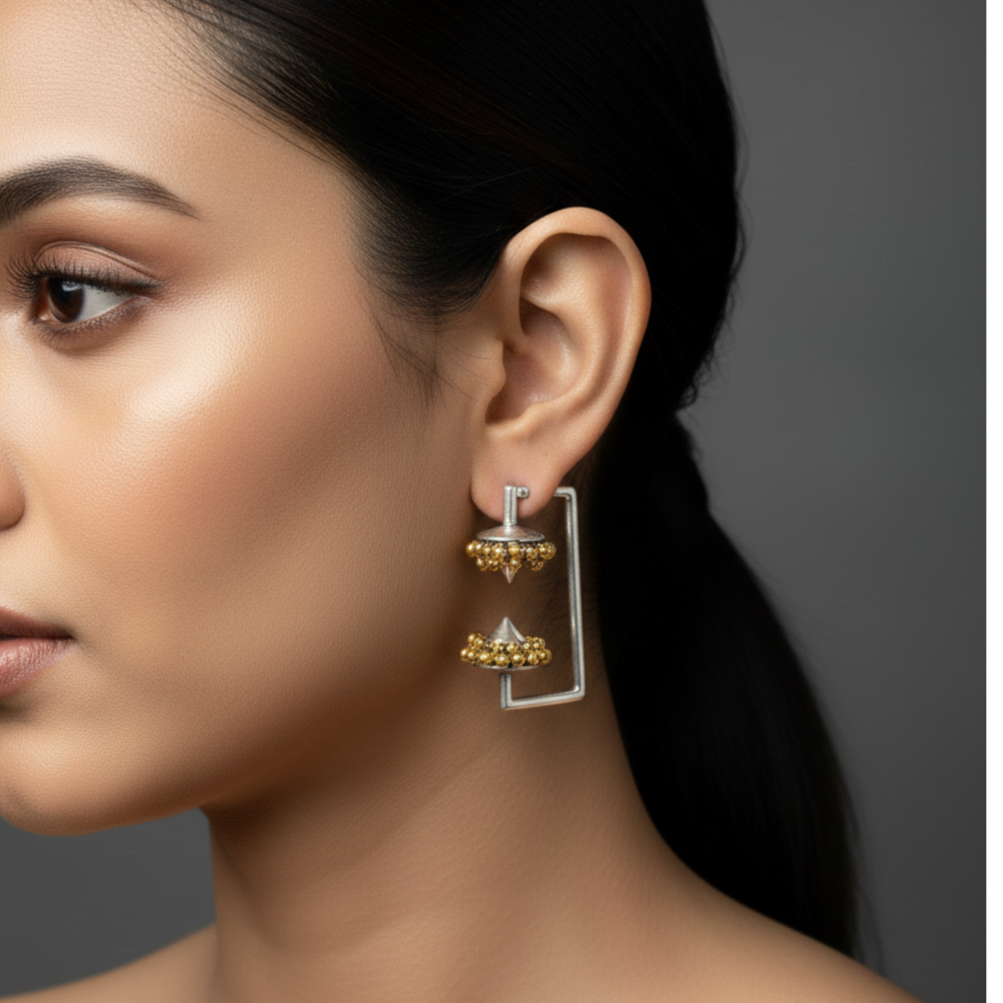 Two Tone Silver Earrings