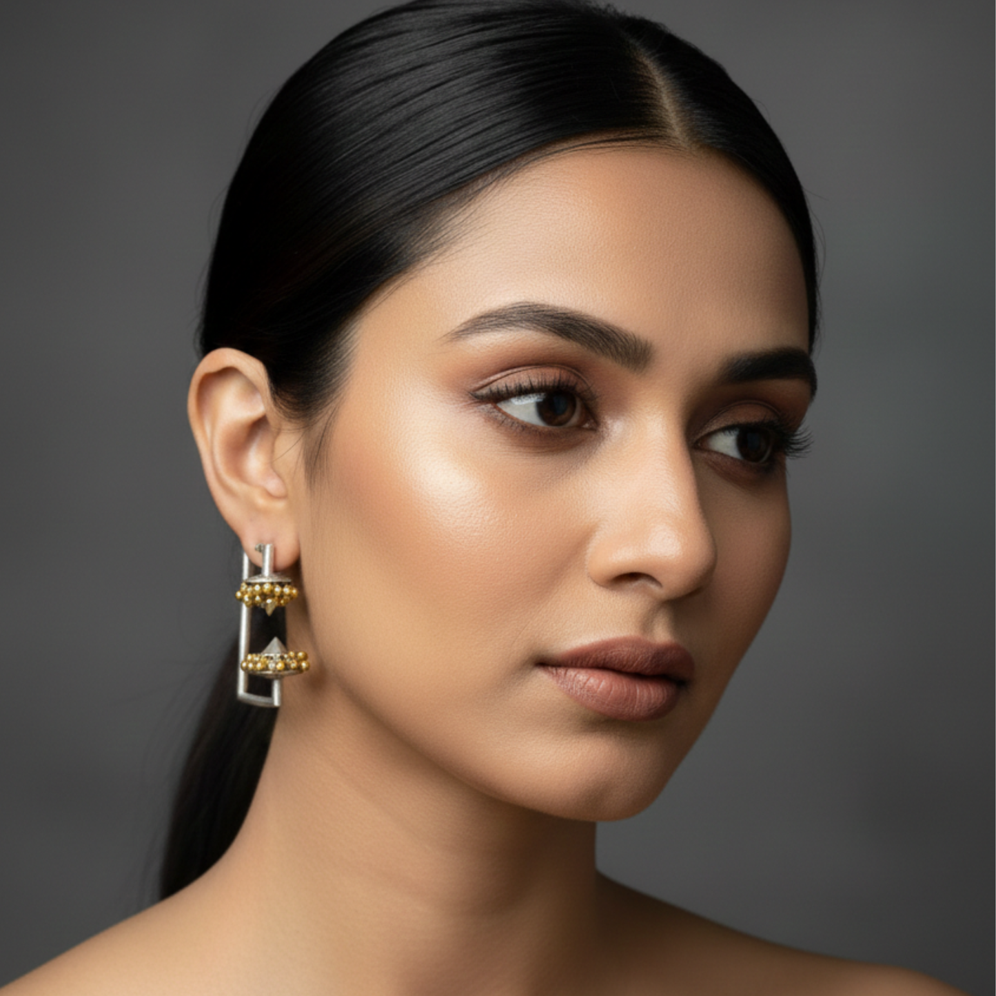 Two Tone Silver Earrings