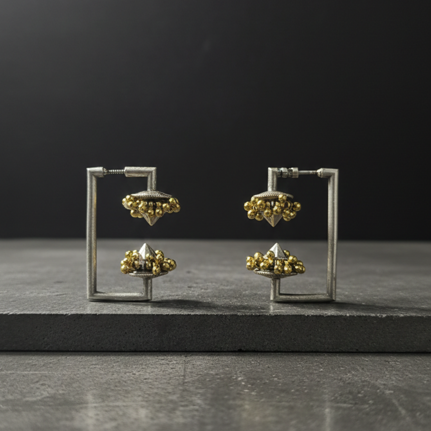 Two Tone Silver Earrings