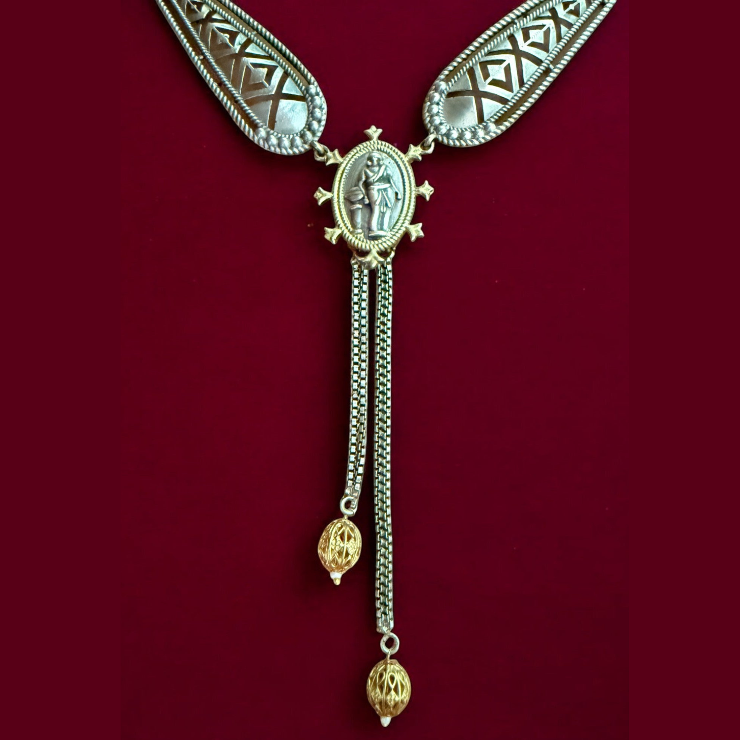 Dulcett Dual Tone Choker Necklace Set With Earrings and Ring