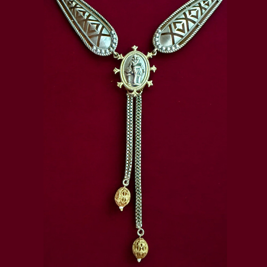 Dulcett Dual Tone Choker Necklace Set With Earrings and Ring