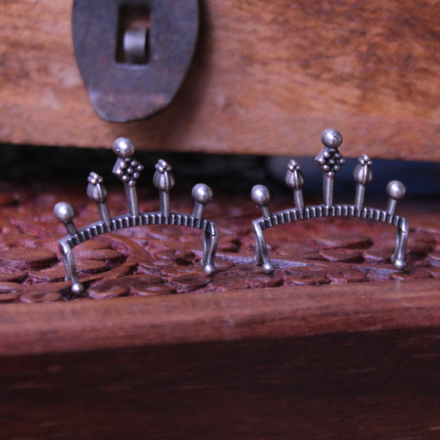 Minimal Pair of Oxidised Silver Ear-cuff Earrings