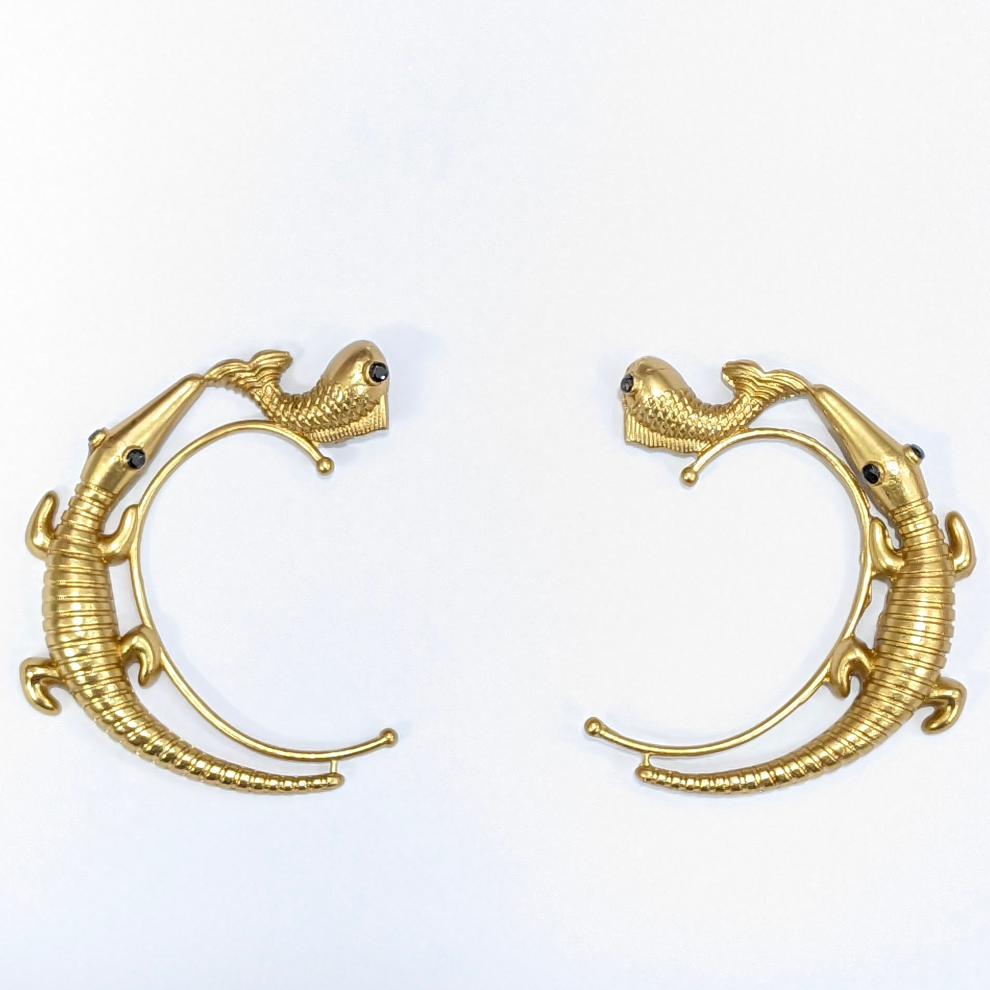 Allegator and Fish Gold Ear Cuffs ( No Piercing Required )