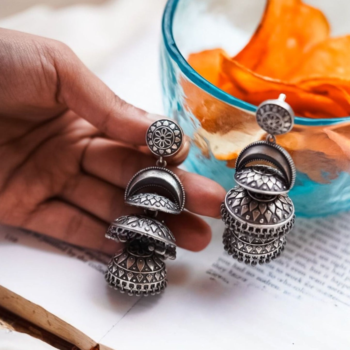 Dulcett Oxidized Jhumkas: Traditional Indian Earrings