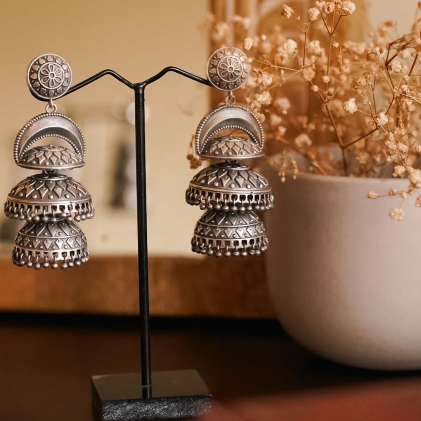 Dulcett Oxidized Jhumkas: Traditional Indian Earrings