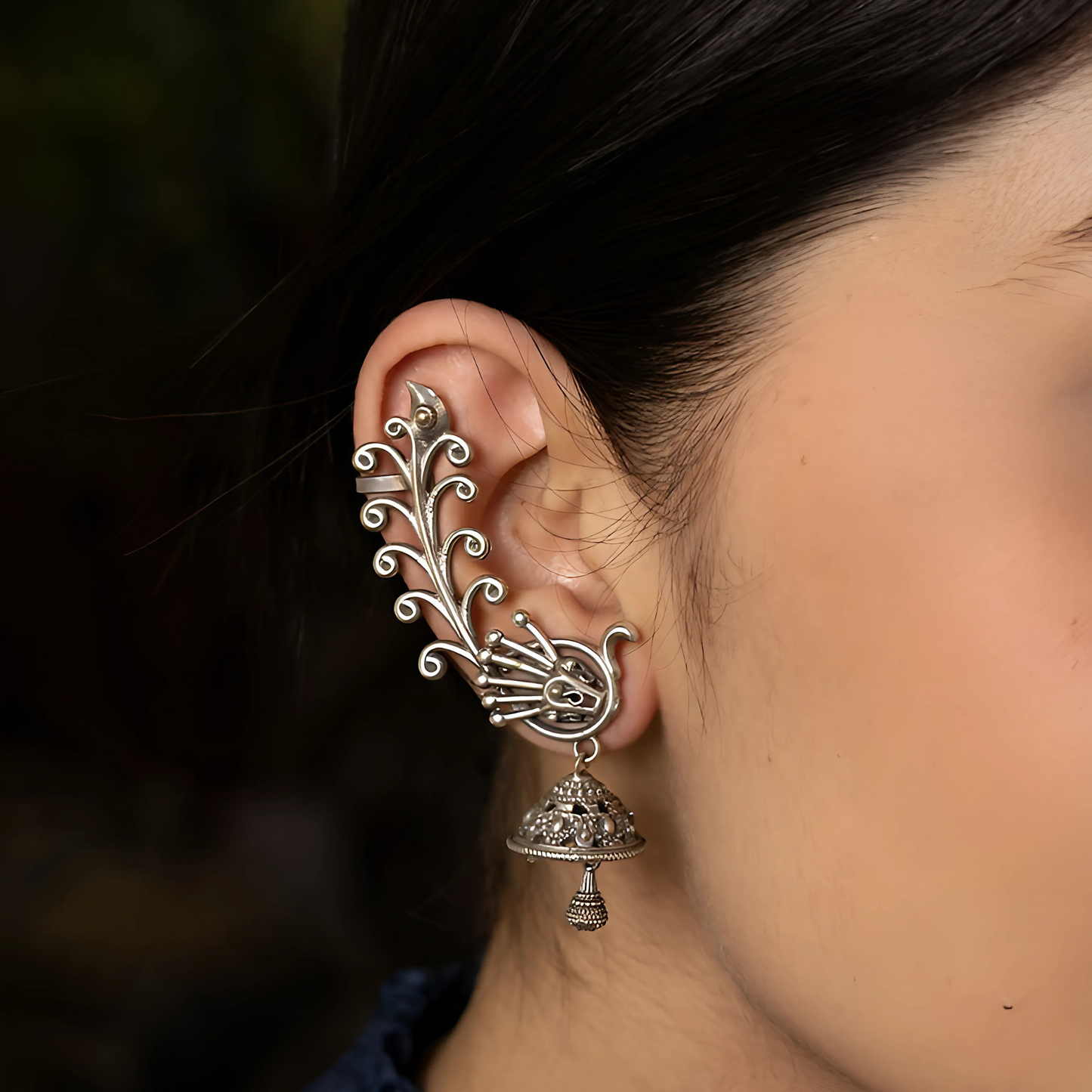 Bird Shape Oxidized Ear Cuff & Jhumki Styled Ear Cuff Earrings – Unique, Stylish Designs