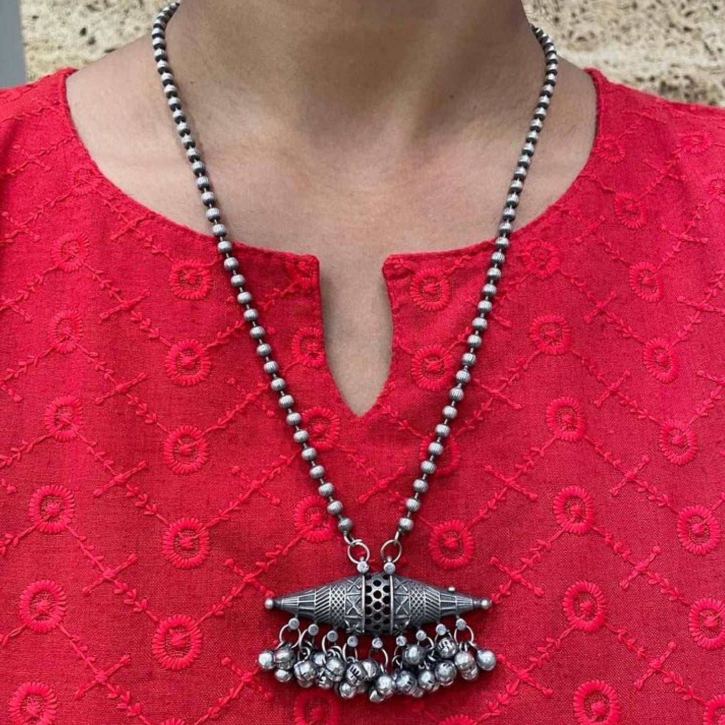 Long Oxidized Pendant for Women – Elegant & Timeless Jewelry Piece