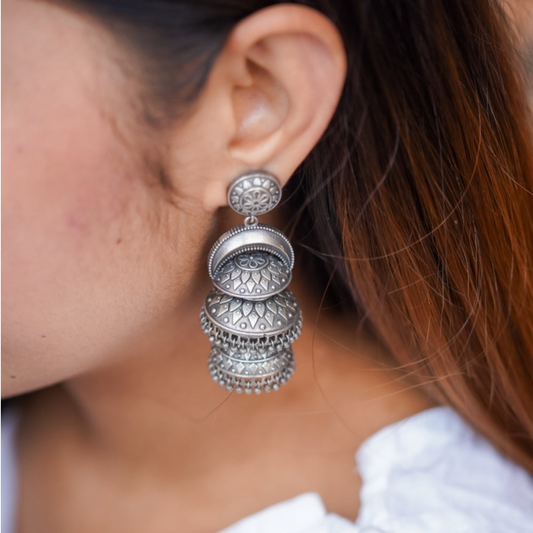 Dulcett Oxidized Jhumkas: Traditional Indian Earrings