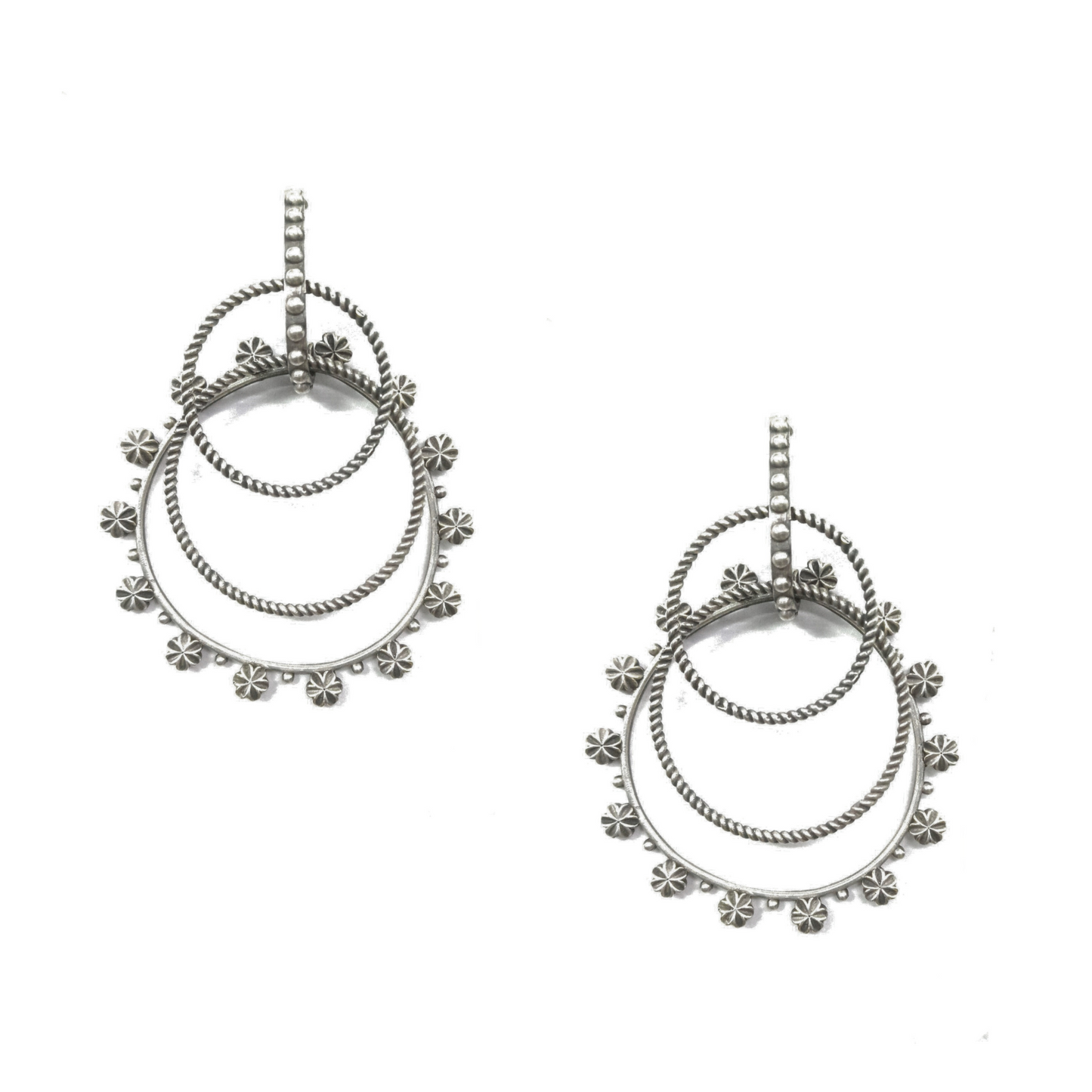 Dulcett Oxidized Round Hoop Earrings – Handcrafted Silver Jewelry for Elegant Style