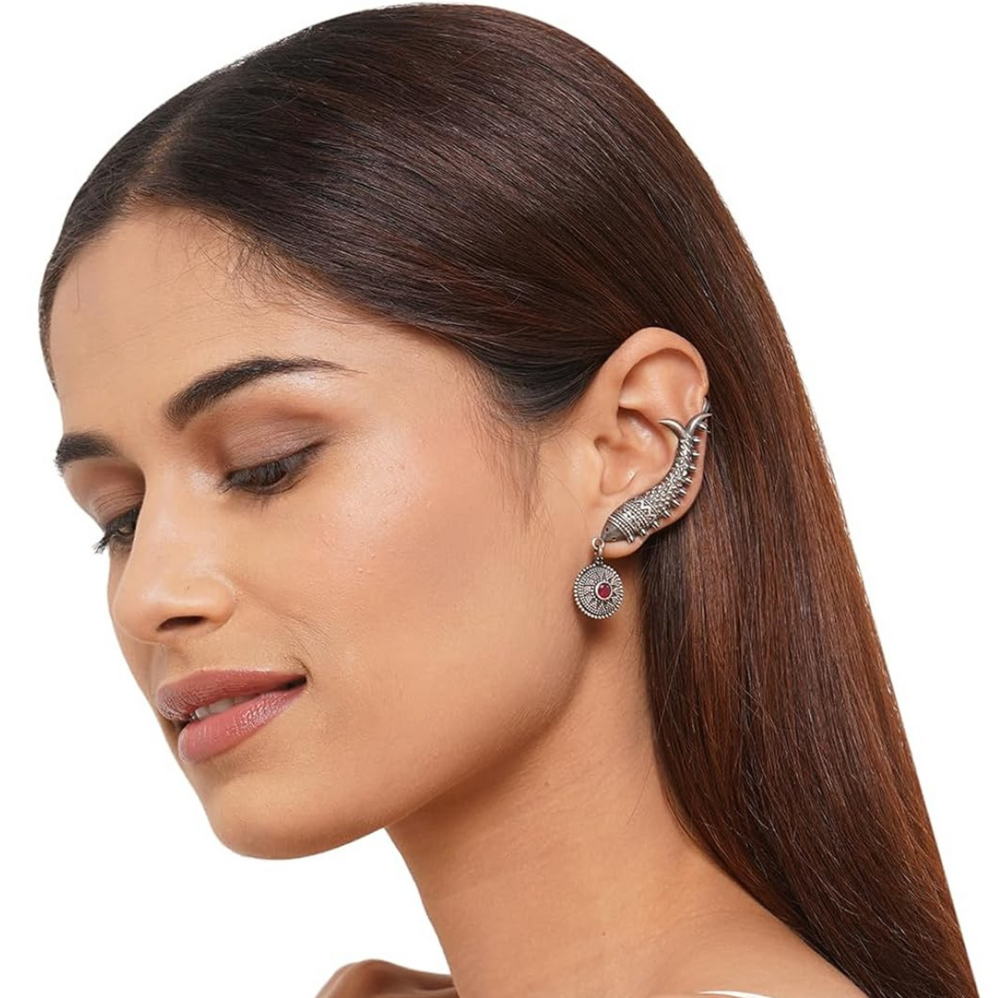 Dulcett Silver-Plated Inverted Fish Ear cuff – Handcrafted Brass Jewelry