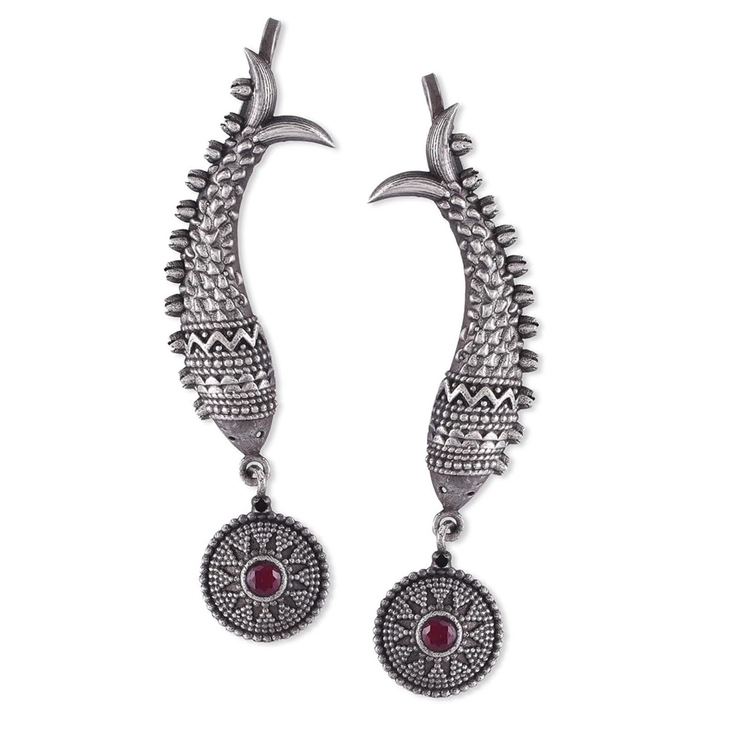 Dulcett Silver-Plated Inverted Fish Ear cuff – Handcrafted Brass Jewelry