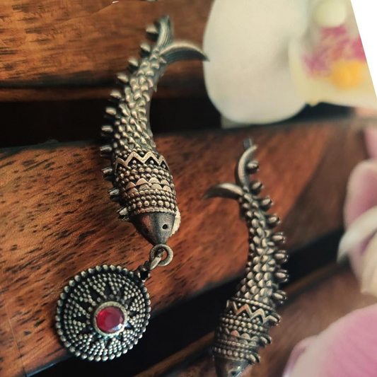 Dulcett Silver-Plated Inverted Fish Ear cuff – Handcrafted Brass Jewelry