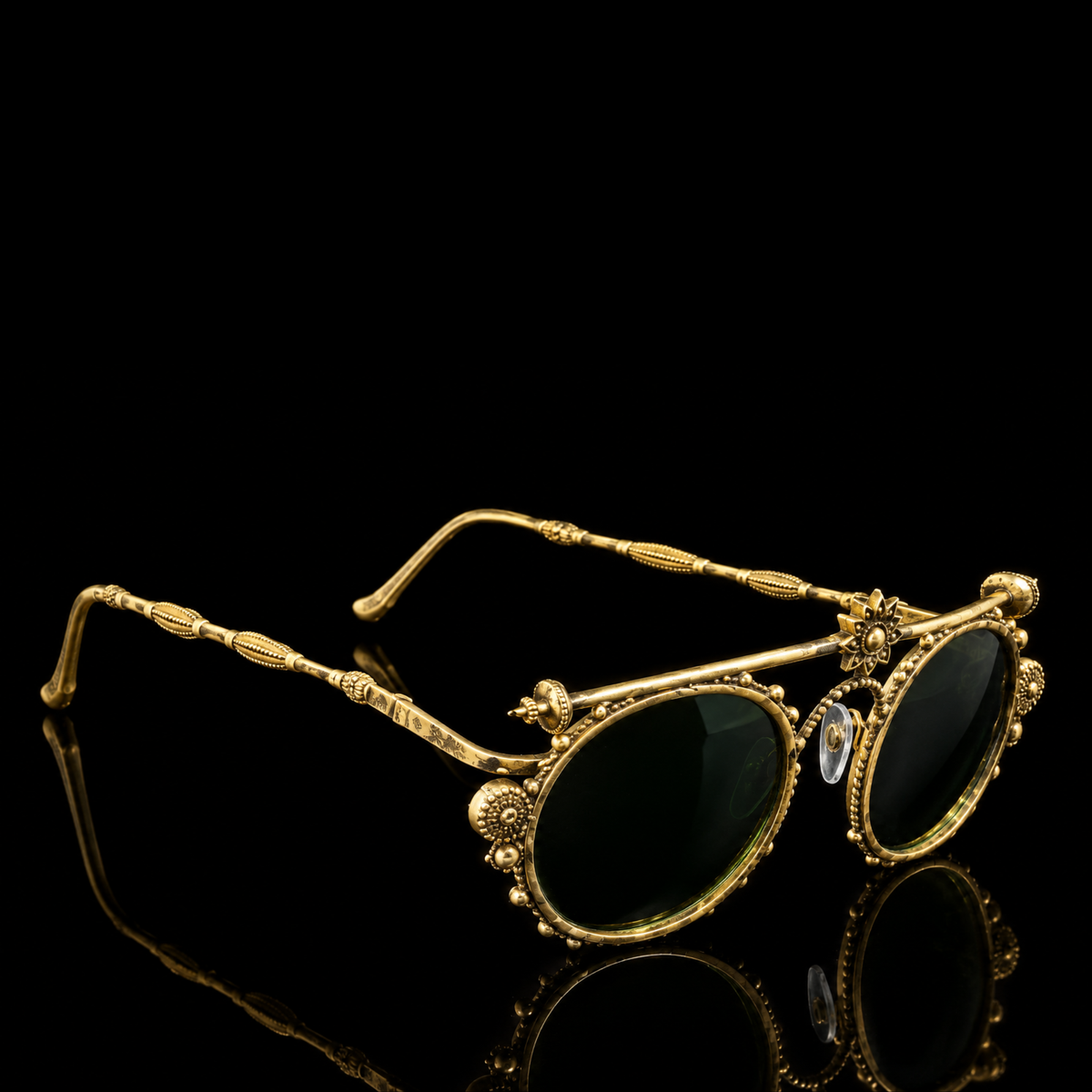 Antique Brass Vintage Round Sunglasses | Unisex Steampunk Statement Eyewear for Garba, Navratri & Durga Puja