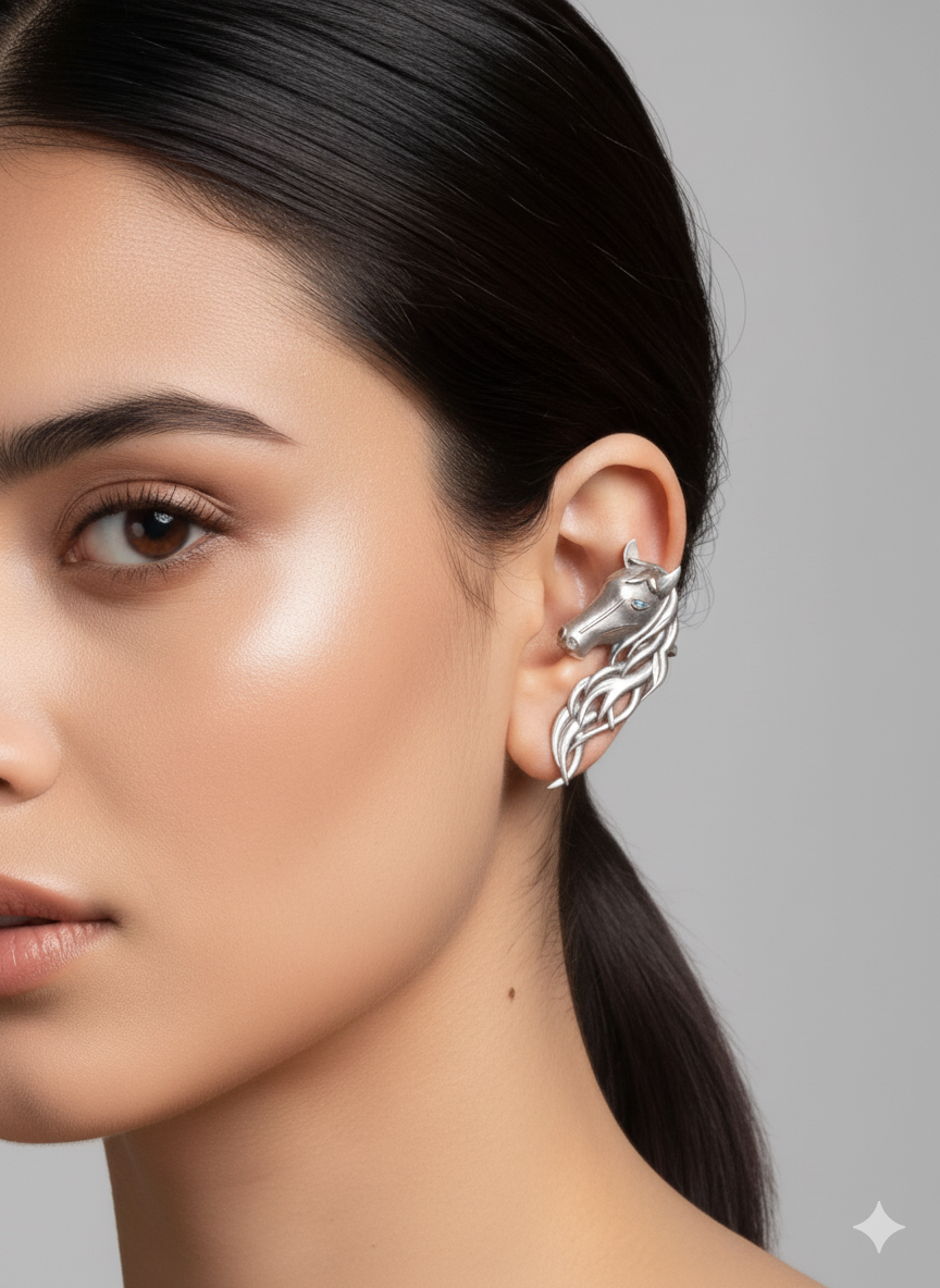 Steed Ear Cuff, Horse Shaped Ear Cuff, Climber Ear Cuff Earrings