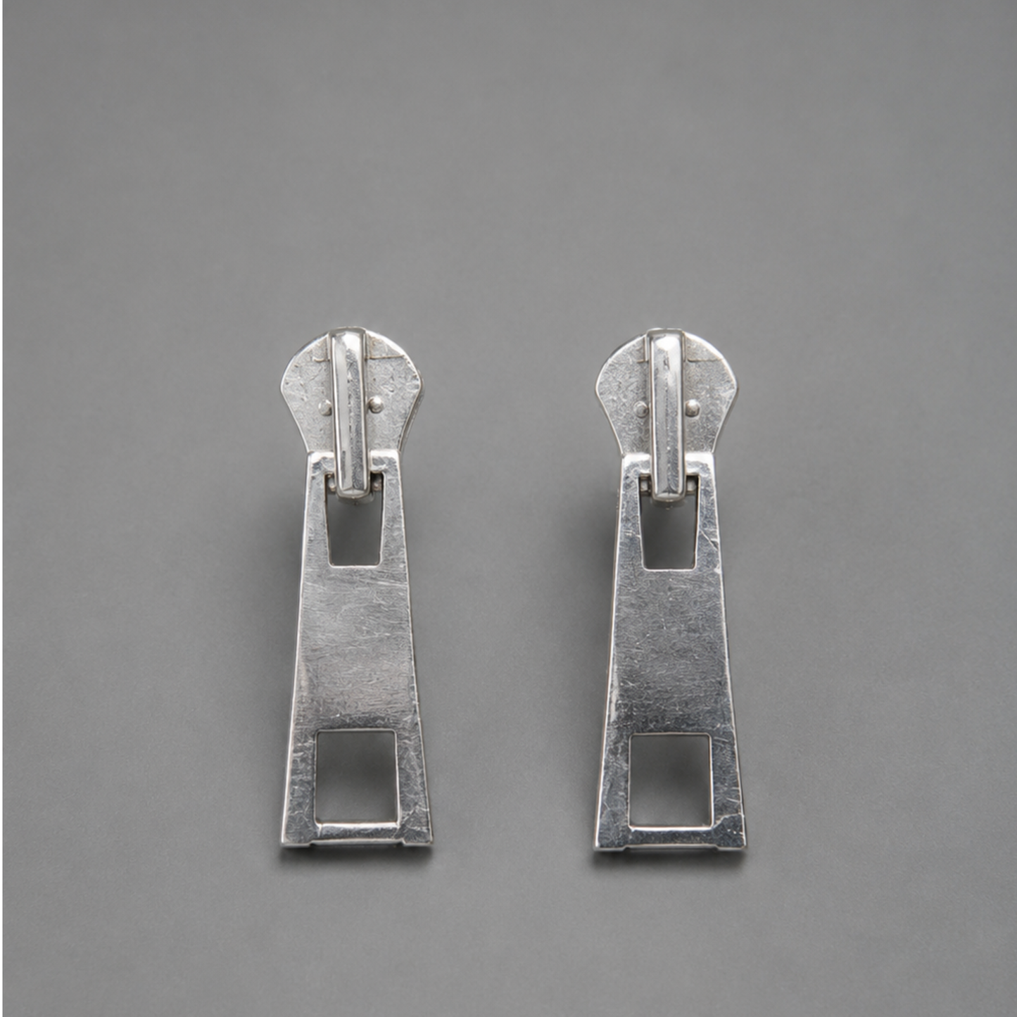 Quirky Silver Zipper Pull Drop Earrings | Edgy Statement Jewelry