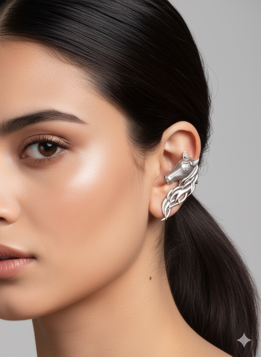 Steed Ear Cuff, Horse Shaped Ear Cuff, Climber Ear Cuff Earrings